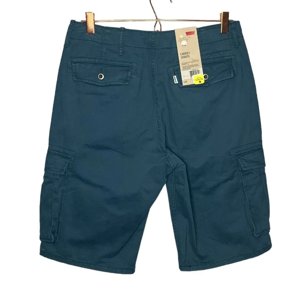 Levi's‎ Men's 30 Blue Relaxed Fit 100% Cotton Flat Front Below Knee Cargo Shorts
